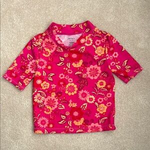 Carter's girls Pink Floral Kids Swim Rashguard 5